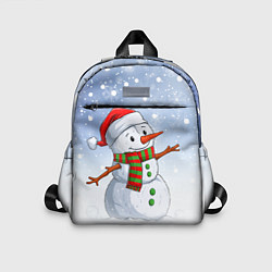 Детский рюкзак Весёлый снеговик в колпаке, цвет: 3D-принт