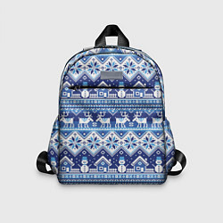 Детский рюкзак Вязанный зимний пейзаж с оленями, цвет: 3D-принт