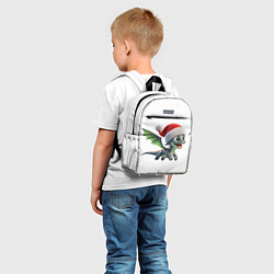 Детский рюкзак Милый дракончик, в шапке деда мороза, цвет: 3D-принт — фото 2