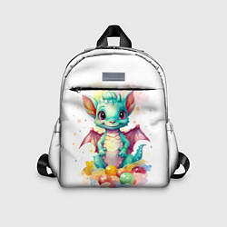 Детский рюкзак Зеленый дракончик с новогодними шарами, цвет: 3D-принт