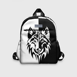 Детский рюкзак Волк чёрно-белый, цвет: 3D-принт