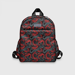 Детский рюкзак Красные драконы на сером фоне, цвет: 3D-принт