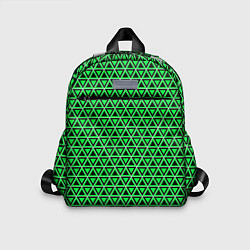 Детский рюкзак Зелёные и чёрные треугольники, цвет: 3D-принт