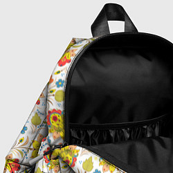 Детский рюкзак Хохломская роспись разноцветные цветы на белом фон, цвет: 3D-принт — фото 2