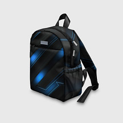 Детский рюкзак Синий неоновый яркий свет на черном абстрактном фо, цвет: 3D-принт — фото 2