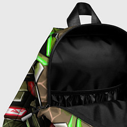Детский рюкзак Броня зелёная и красная, цвет: 3D-принт — фото 2