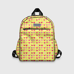Детский рюкзак Сердечки на желтом - паттерн, цвет: 3D-принт