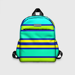 Детский рюкзак Неоновая бирюза в полоску, цвет: 3D-принт