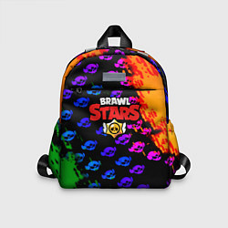 Детский рюкзак Brawl stars неон лого паттерн, цвет: 3D-принт
