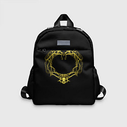 Детский рюкзак Сердце желтыми энергетическими линиями на черном, цвет: 3D-принт