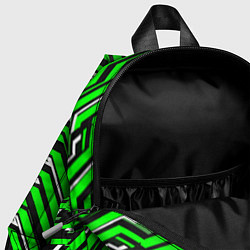 Детский рюкзак Чёрно-зелёный линейный узор киберпанк, цвет: 3D-принт — фото 2