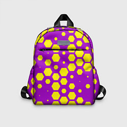 Детский рюкзак Желтые соты на фиолетовом фоне, цвет: 3D-принт