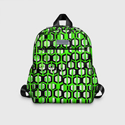 Детский рюкзак Техно узор из шестиугольников зелёный, цвет: 3D-принт