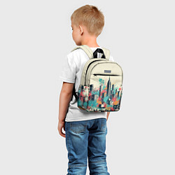 Детский рюкзак Силуэты людей и небоскребов в брызгах краски, цвет: 3D-принт — фото 2