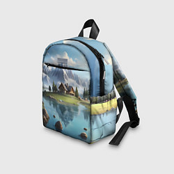 Детский рюкзак Чудесный день на берегу озера в горах, цвет: 3D-принт — фото 2