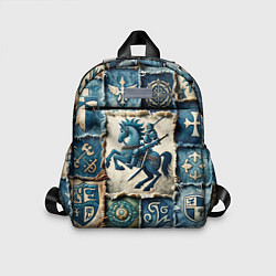 Детский рюкзак Рыцарь на пэчворк дениме, цвет: 3D-принт