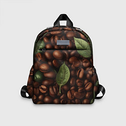 Детский рюкзак Кофейные зёрна с листьями, цвет: 3D-принт