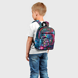 Детский рюкзак Кибер чувак череп на фоне граффити - нейросеть, цвет: 3D-принт — фото 2
