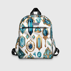 Детский рюкзак Драгоценности с аквамаринами и топазами на белом ф, цвет: 3D-принт