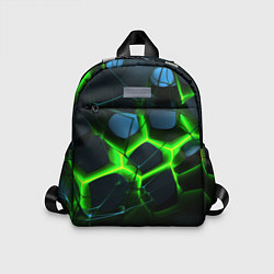 Детский рюкзак Зеленый неон и разлом плит, цвет: 3D-принт
