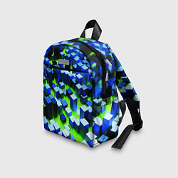 Детский рюкзак Синие блоки в зеленом тумане, цвет: 3D-принт — фото 2