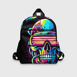 Детский рюкзак Cyber skull - ai art neon, цвет: 3D-принт