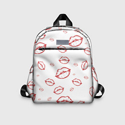 Детский рюкзак Паттерн красные губы на белом - lips classic, цвет: 3D-принт