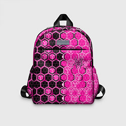 Детский рюкзак Техно-киберпанк шестиугольники розовый и чёрный с
