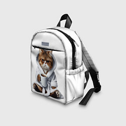 Детский рюкзак Котик в халате и кофе, цвет: 3D-принт — фото 2