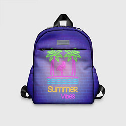 Детский рюкзак Неоновые пальмы и фламинго summer vibes, цвет: 3D-принт