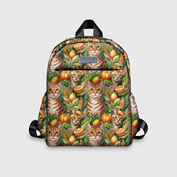 Детский рюкзак Бенгальский котик в тропических листьях, цвет: 3D-принт