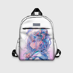 Детский рюкзак Девушка в стиле аниме с длинными волосами в розово, цвет: 3D-принт