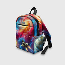 Детский рюкзак Космолёт в неоновом космосе, цвет: 3D-принт — фото 2