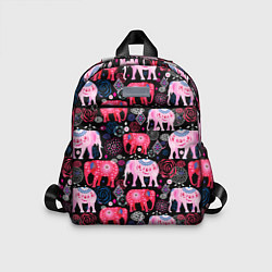 Детский рюкзак Орнамент разноцветных слонов, цвет: 3D-принт