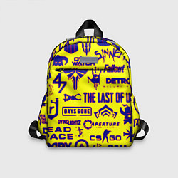 Детский рюкзак Логотипы игр на жёлтом