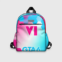 Детский рюкзак GTA 6 neon gradient style по-центру, цвет: 3D-принт