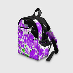 Детский рюкзак Зелёно-фиолетовая абстракция на чёрном фоне, цвет: 3D-принт — фото 2