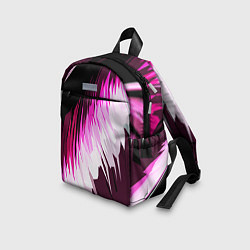 Детский рюкзак Бело-розовые острые полосы на чёрном фоне, цвет: 3D-принт — фото 2