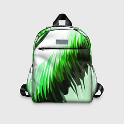 Детский рюкзак Чёрно-зелёные острые полосы на белом фоне