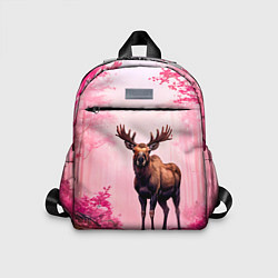 Детский рюкзак Лось в розовом лесу, цвет: 3D-принт