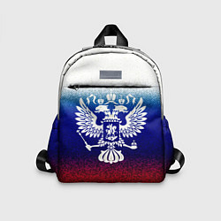 Детский рюкзак Герб России на фоне флага текстурный, цвет: 3D-принт
