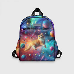 Детский рюкзак Рыжий космический котёнок - неоновое свечение, цвет: 3D-принт