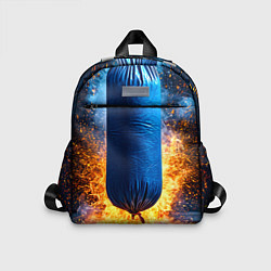 Детский рюкзак Синяя боксерская груша в огне, цвет: 3D-принт