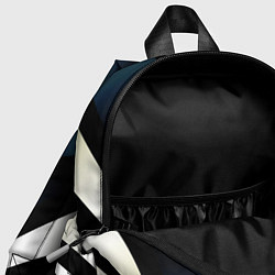 Детский рюкзак Чёрно-белый с синим затемнением полосы, цвет: 3D-принт — фото 2