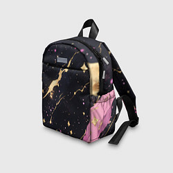 Детский рюкзак Золотые и розовые мазки на черной текстуре, цвет: 3D-принт — фото 2