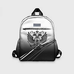 Детский рюкзак Герб России градиент в полосами серый, цвет: 3D-принт