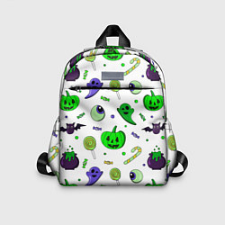Детский рюкзак Halloween light green pumpkin ghost pattern, цвет: 3D-принт