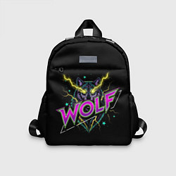 Детский рюкзак Голова волка со светящимися желтыми глазами, цвет: 3D-принт