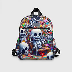 Детский рюкзак Смеющиеся прикольные скелетики - нейроарт, цвет: 3D-принт