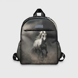 Детский рюкзак Белая лошадь скачет по полю, цвет: 3D-принт